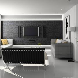 Wanddecoratie woonkamer zwart patroon modern tv